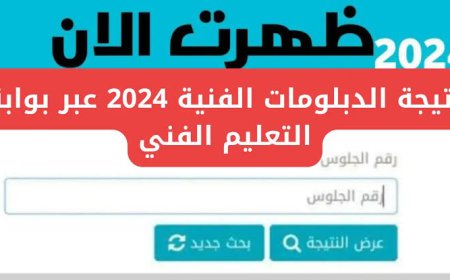 رابط نتيجة الدبلومات الفنية 2024 برقم الجلوس