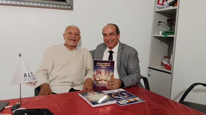 تعزيزاً للتواصل الثقافي والفكري.. وفد "رسالة السلام" يلتقي مدير المركز الإسلامي "إيثار" بميلانو
